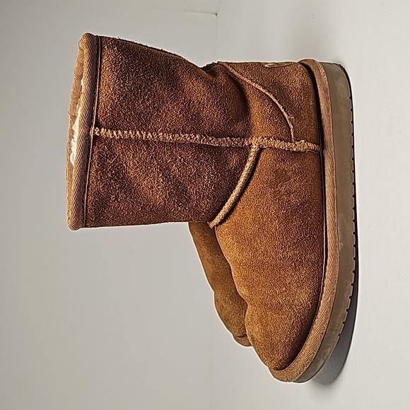 Koolaburra UGG Boots Mini Koola Short Suede Faux Fur Pull-On Chestnut Tan Cozy 1 - Picture 7 of 10